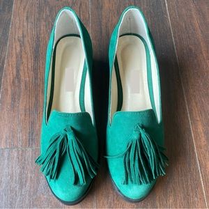 Green suede heels